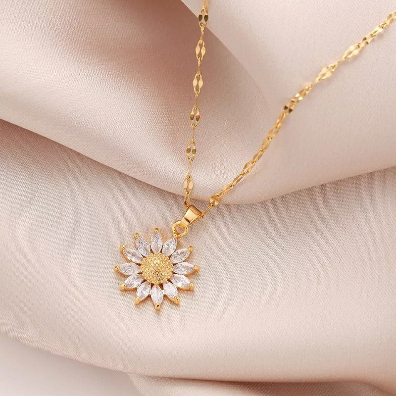 Jennie – Sunflower Necklace crafted from Crystal and Gold Plating