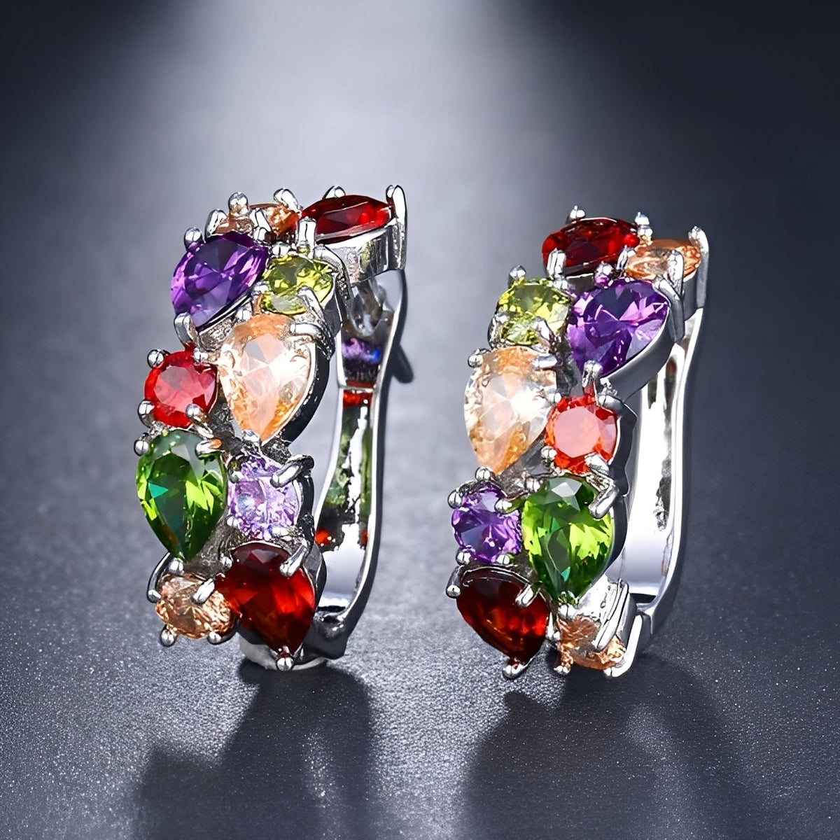 Telma – Trendy Multicolored Earrings in Rose Gold
