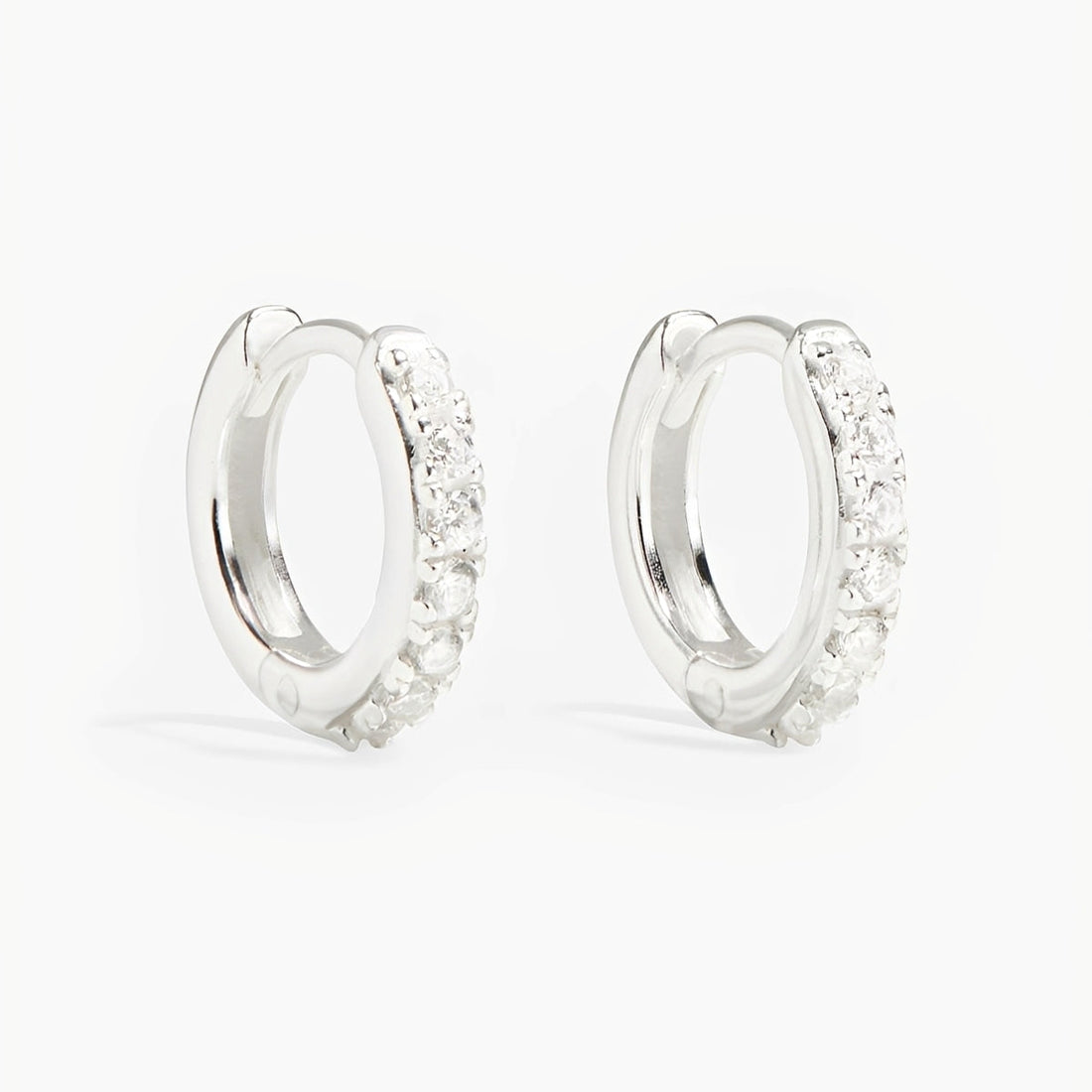 Cleo - Micro Pave Silver Huggies