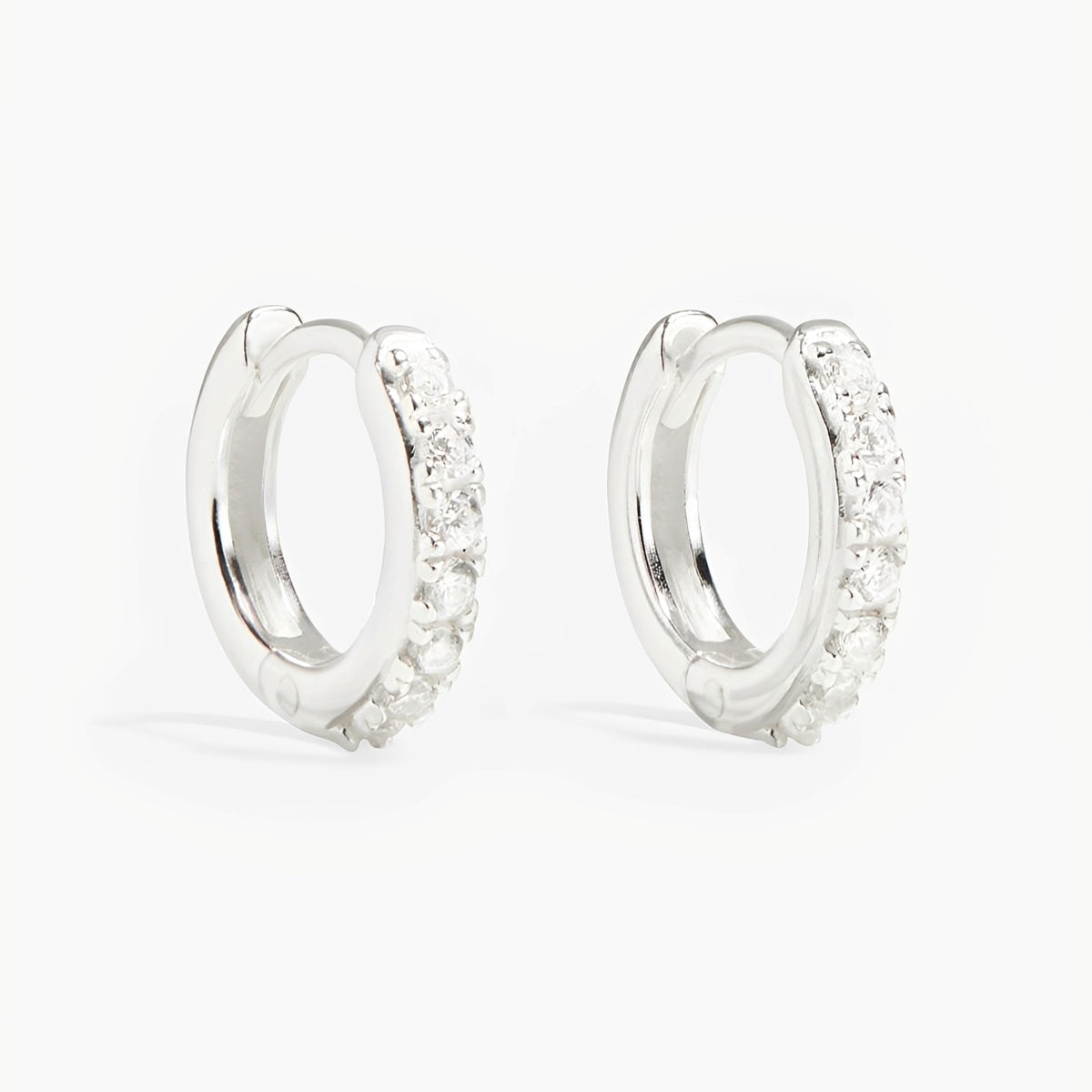 Cleo - Micro Pave Silver Huggies