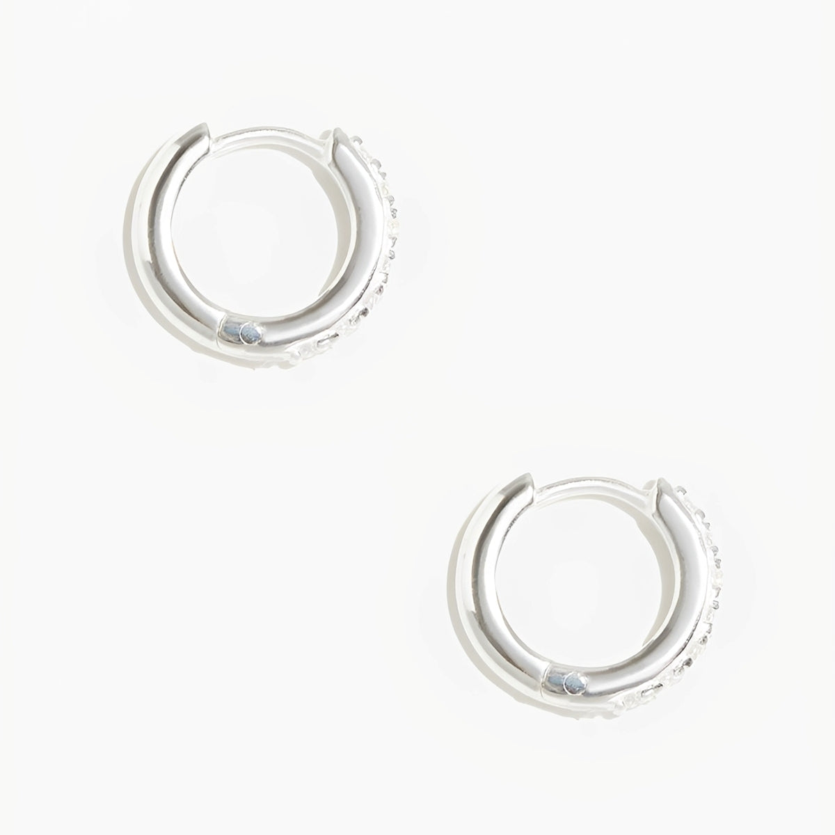 Cleo - Micro Pave Silver Huggies