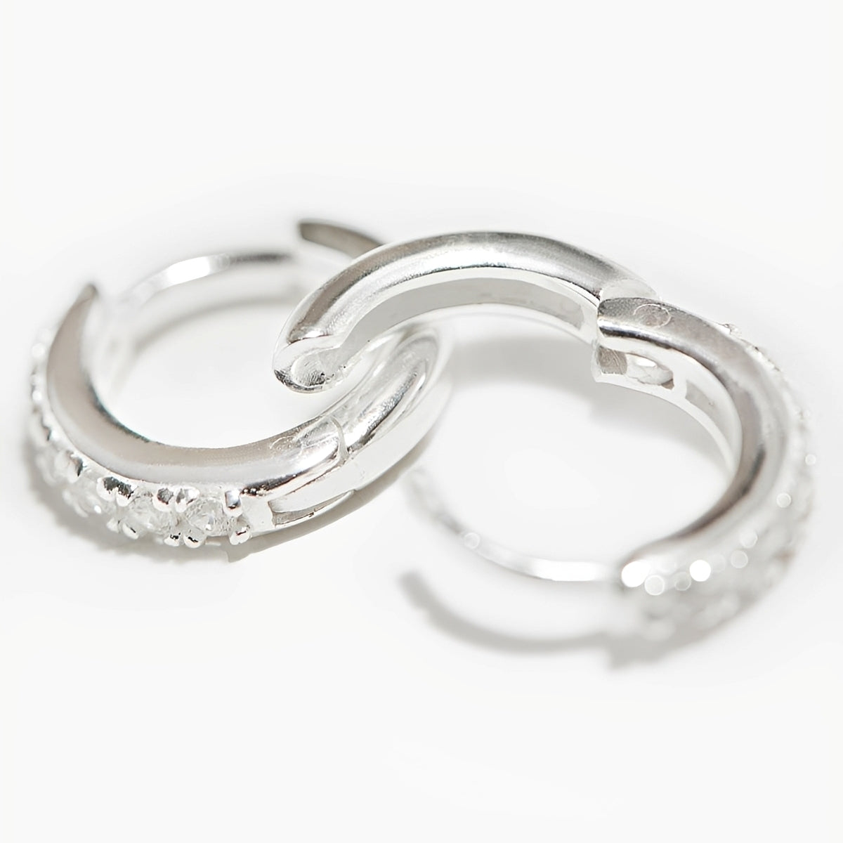 Cleo - Micro Pave Silver Huggies