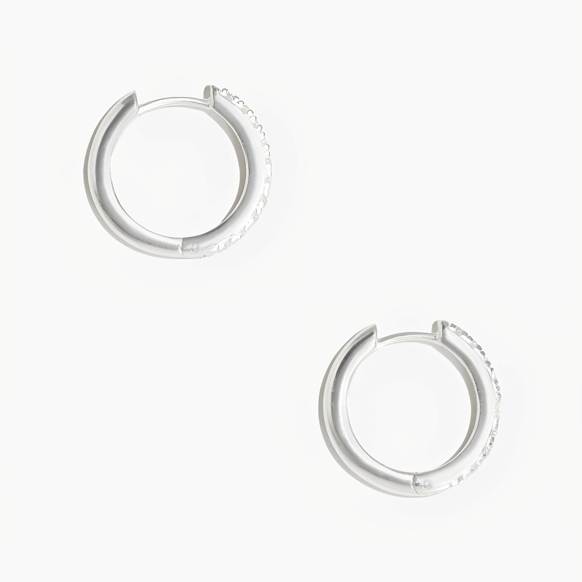 Manda - Small Pave Silver Huggies