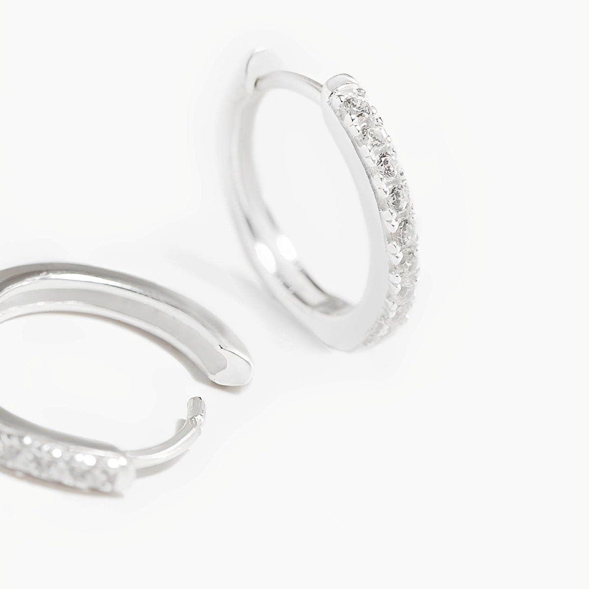 Manda - Small Pave Silver Huggies