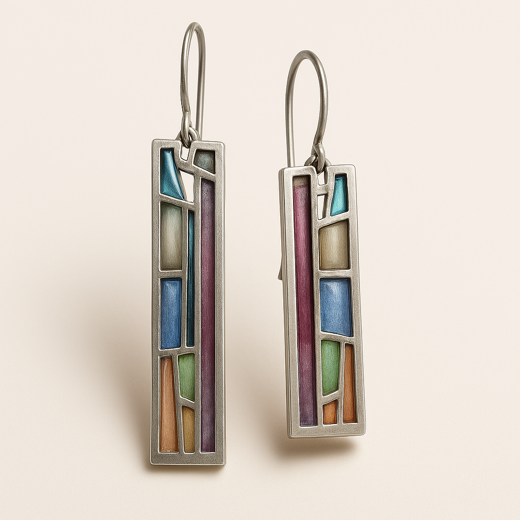 Lina – Silver vintage earrings featuring colorful accents