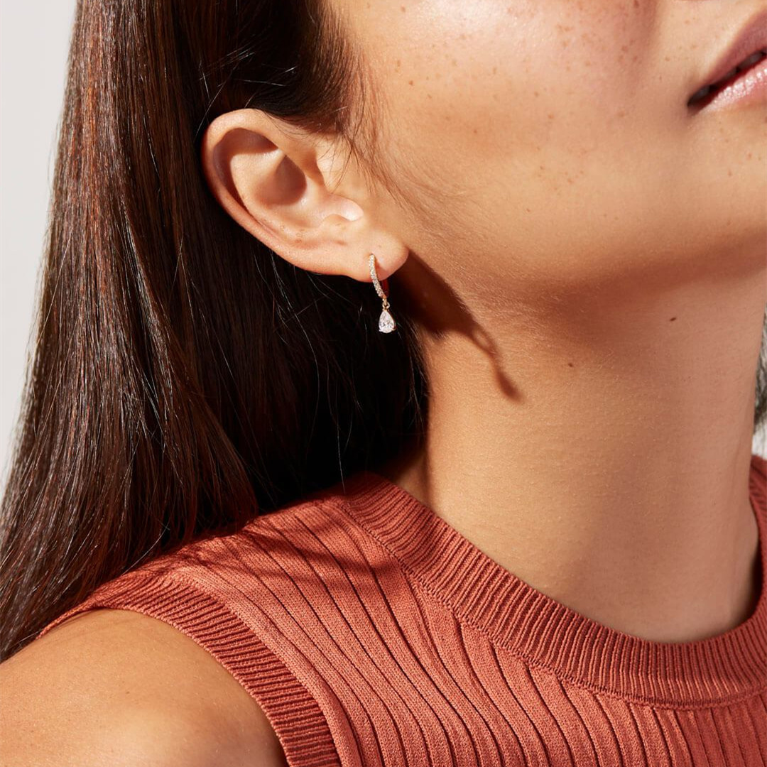 Sparkling Drop Earrings - Quality Zirconia Huggies