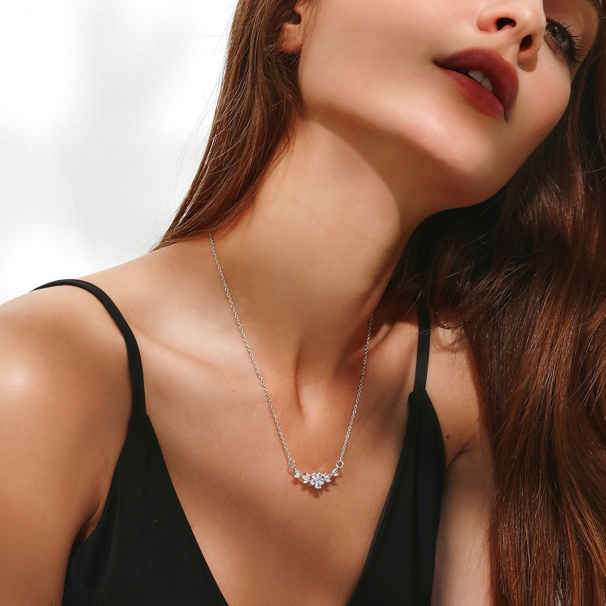 Flower Charm Necklace - Zirconia Bloom Necklace