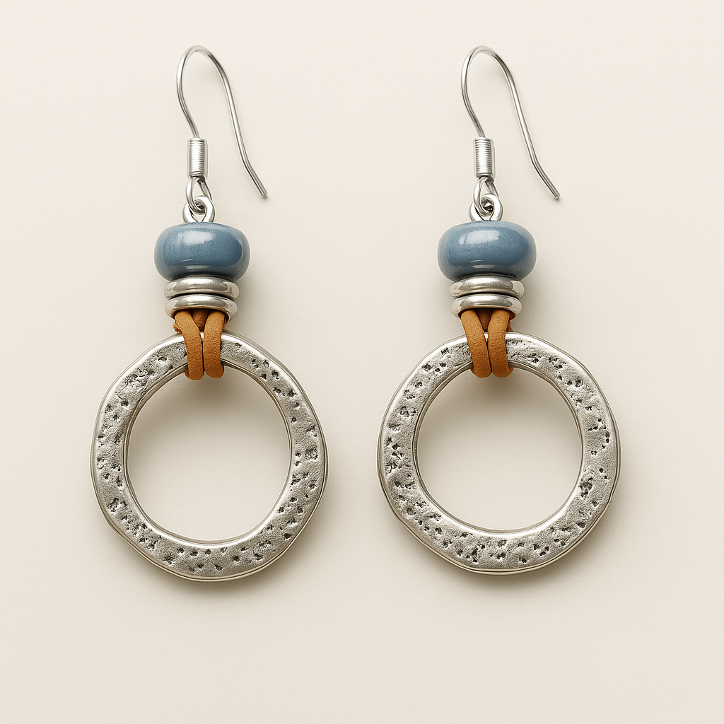Mira – Silver Circular Earrings in Boho Vintage Style