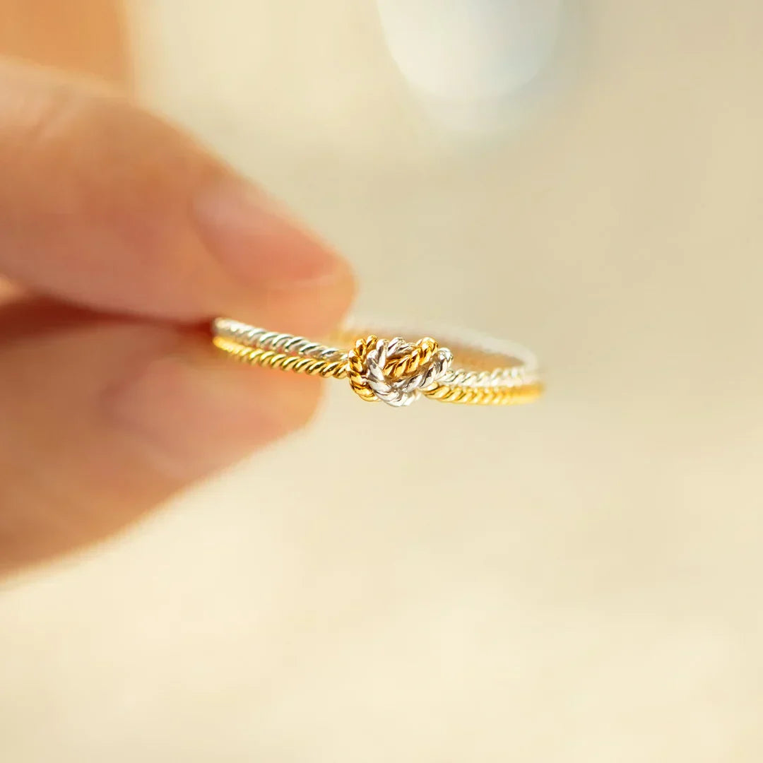 Mother & Daughter Connection Ring - Ring with 2 Strands and Knot