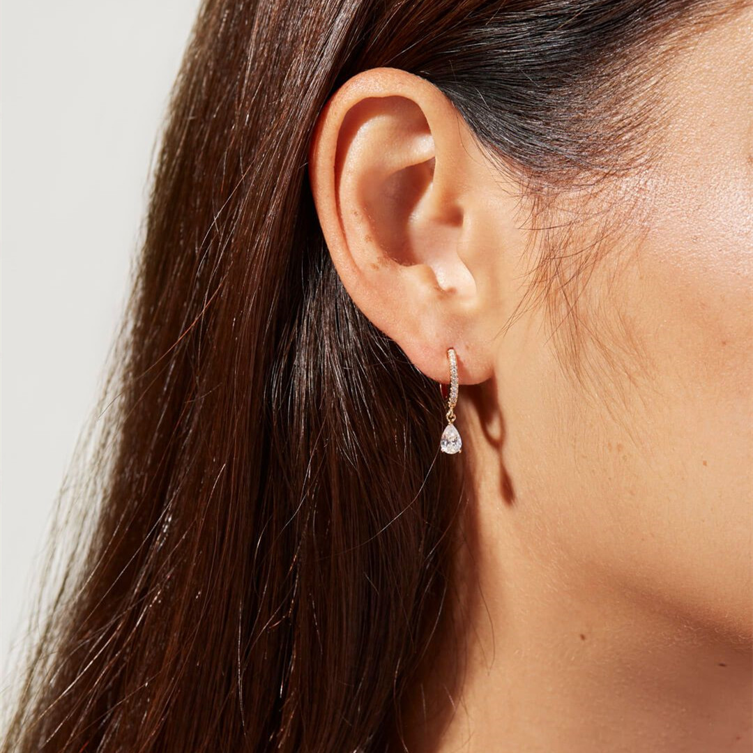 Sparkling Drop Earrings - Quality Zirconia Huggies