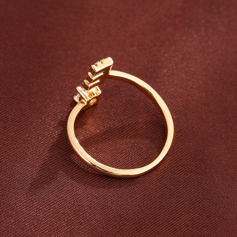 Nova – Modern Open Ring with Initial and Zirconia