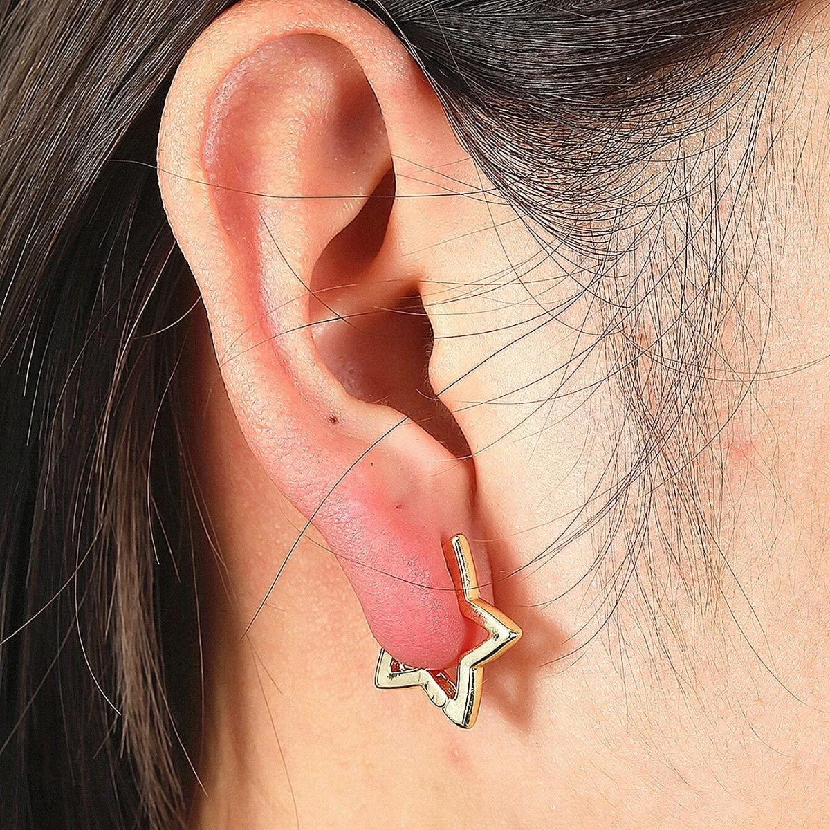Star Huggie Earrings - Star Hoop
