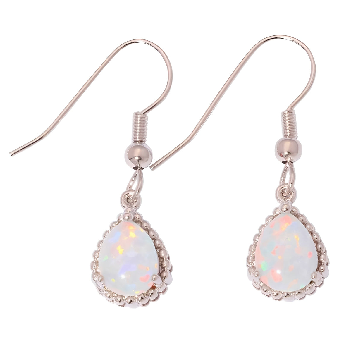 Emeline – Hanging Earrings crafted from Silver & White Fire Opal