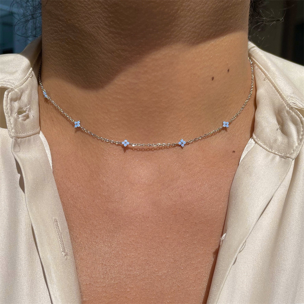 Clover CZ Flower - Inlay Necklace