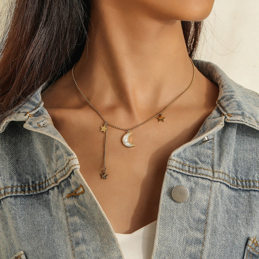 Crescent Moon Star Necklace