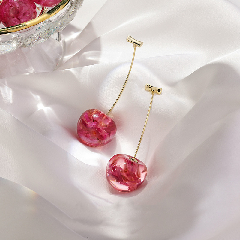 Dried Cherries - Long Cherry Earrings