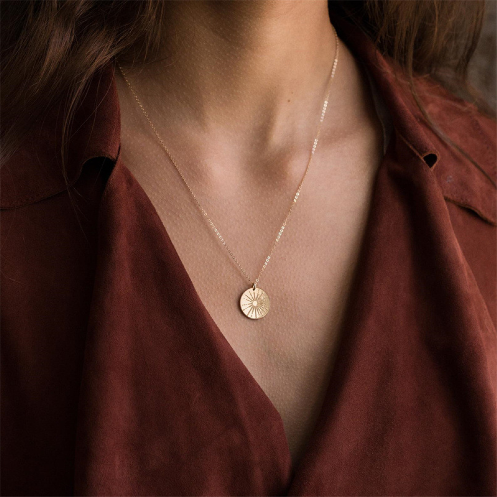 Sunbeam Necklace - Small Pendant Necklace Featuring Sun Design