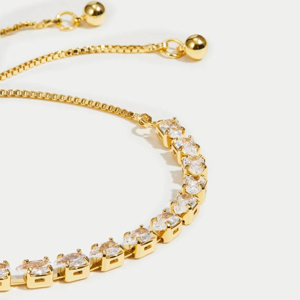 Golden Crystal Bracelet - Adjustable Crystal Accessory