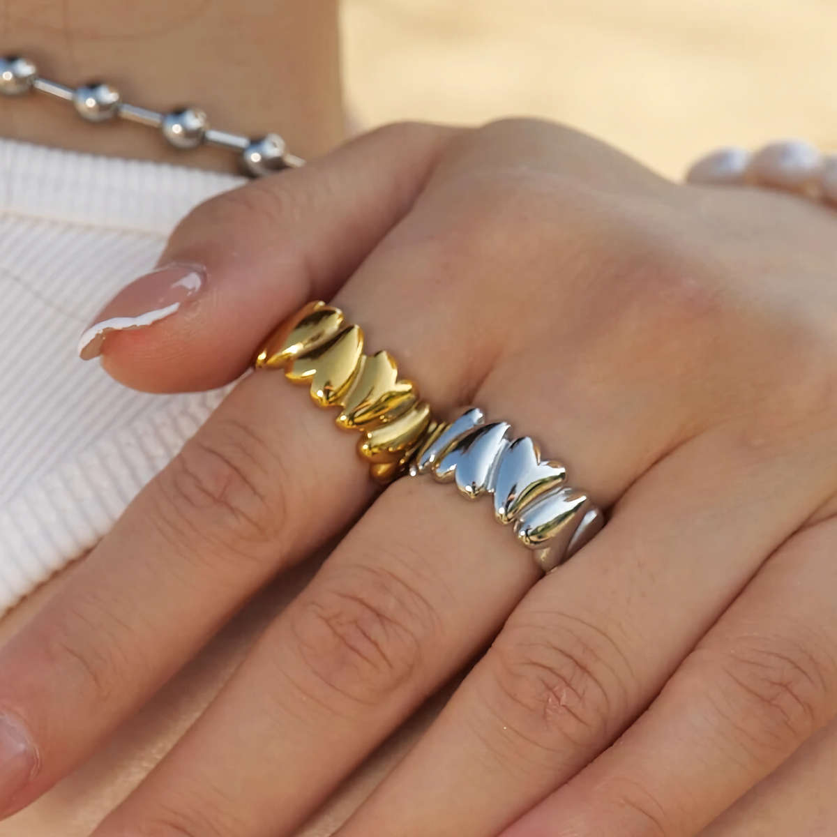 Elena - Wobbly Heart Gold Ring