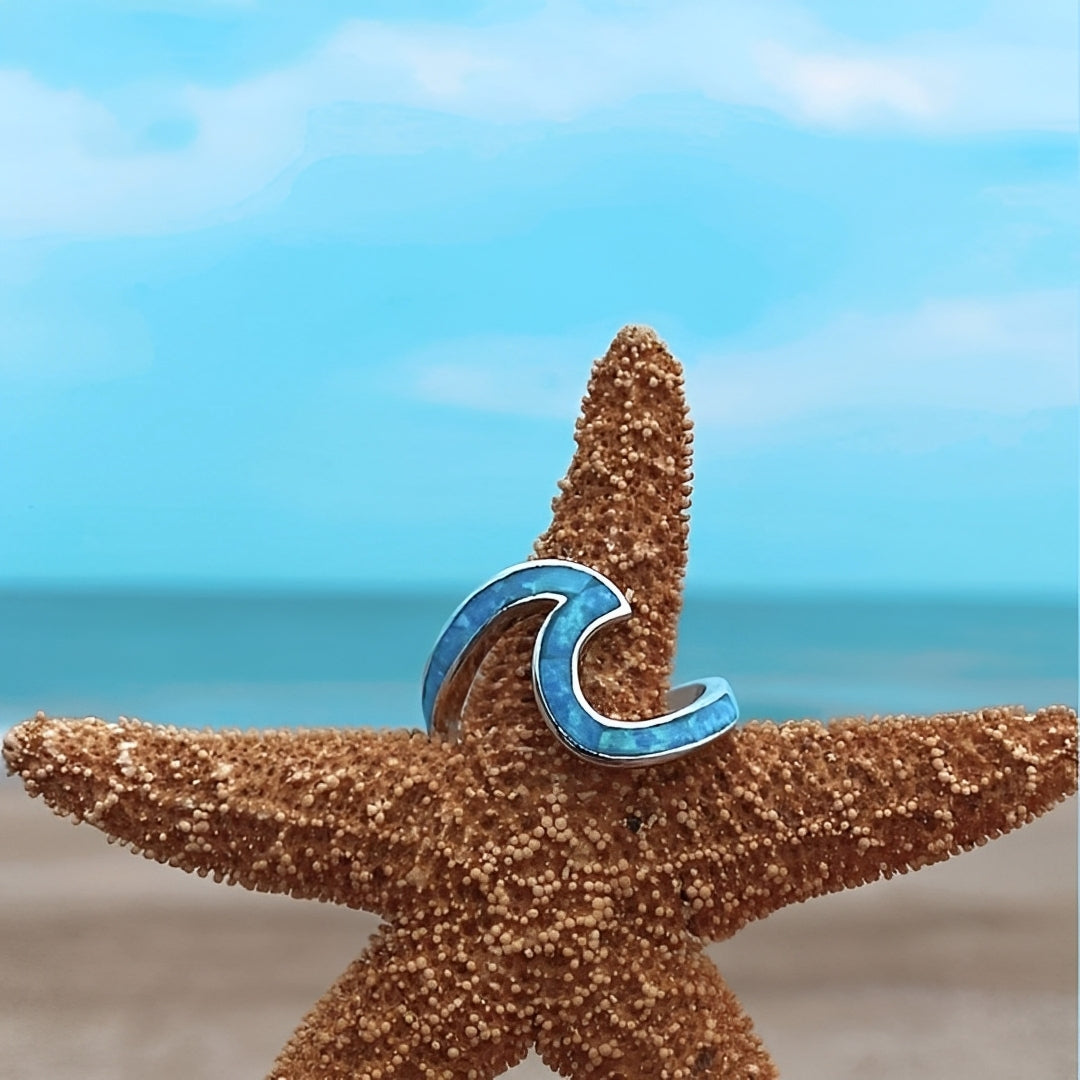 Nerina – Ring Ocean Wave in Opal and Silver