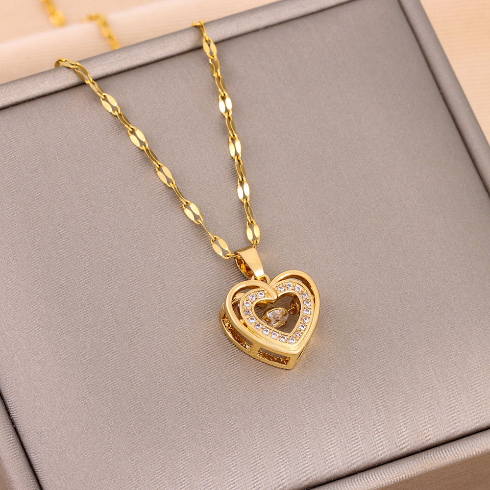 Double Layer Necklace with Love Heart Pendant