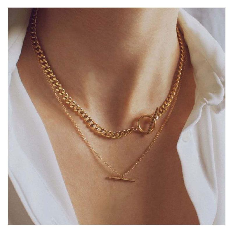 Dual Chain - Cuban and Pearl Necklace