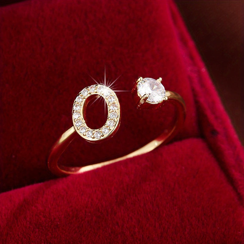 Nova – Modern Open Ring with Initial and Zirconia