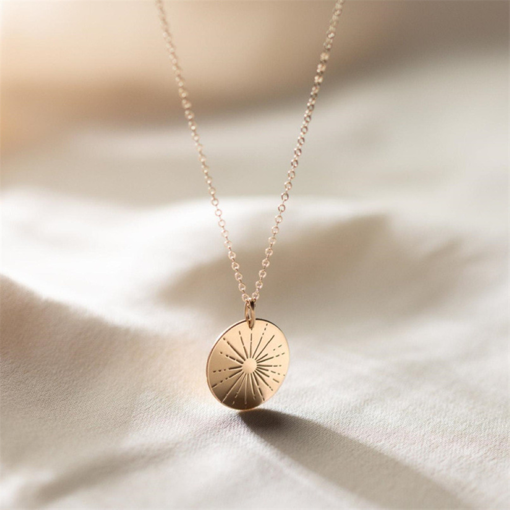 Sunbeam Necklace - Small Pendant Necklace Featuring Sun Design