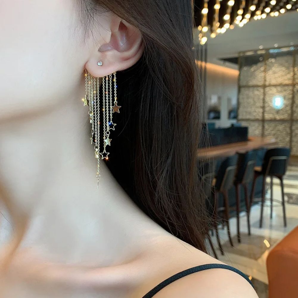 Valerie – Star Hanging Earrings with Tassels