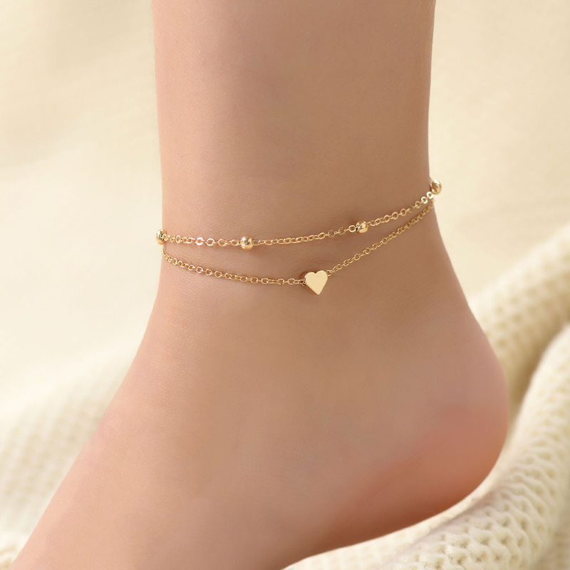 Mini Heart Anklet - Double Layered Love Anklet