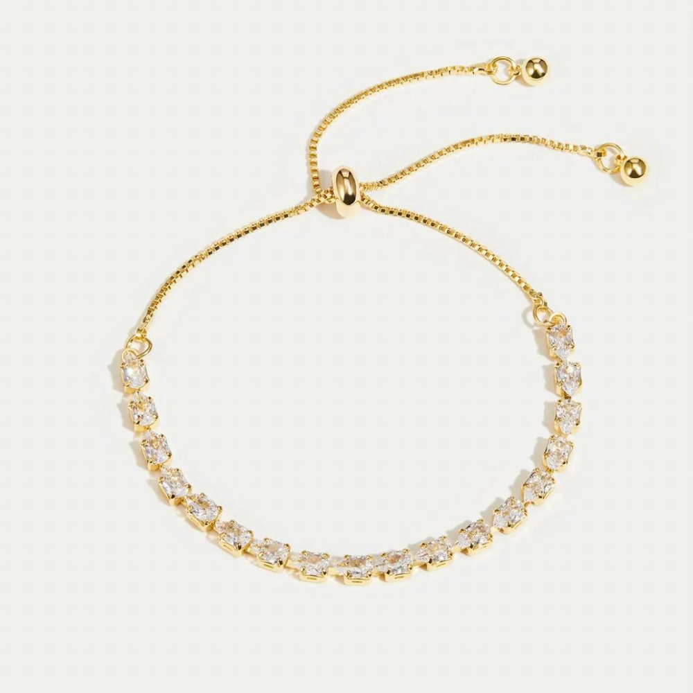 Golden Crystal Bracelet - Adjustable Crystal Accessory