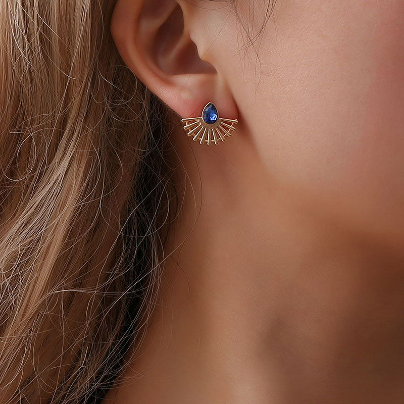 Art Deco Fan Earrings - Bohemian Stud Earrings