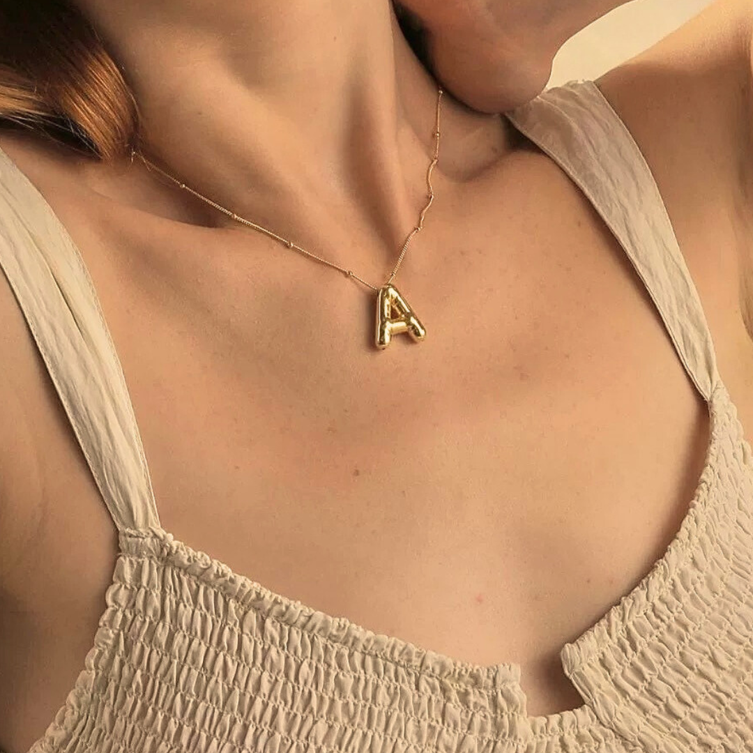 Balloon Gold Initials Necklace