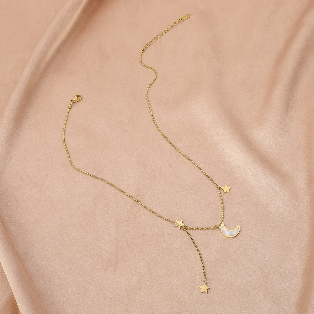 Crescent Moon Star Necklace