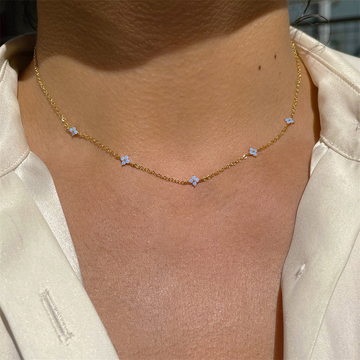 Clover CZ Flower - Inlay Necklace