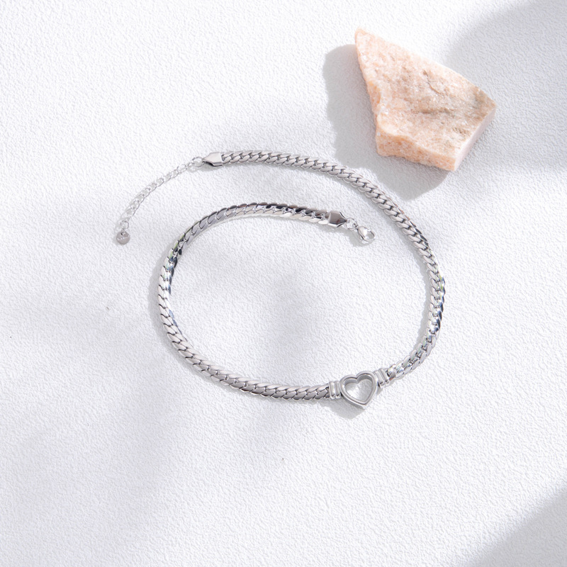 Golden Hollow Heart Bracelet - Open Heart Bracelet