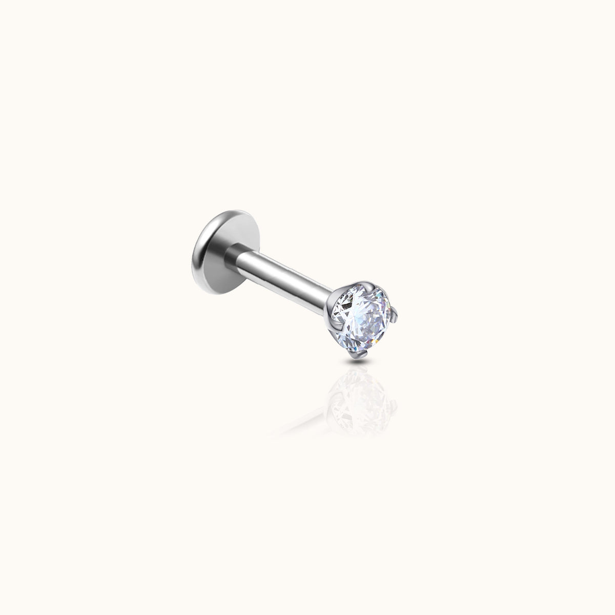 2mm CZ earrings without threads and flat back