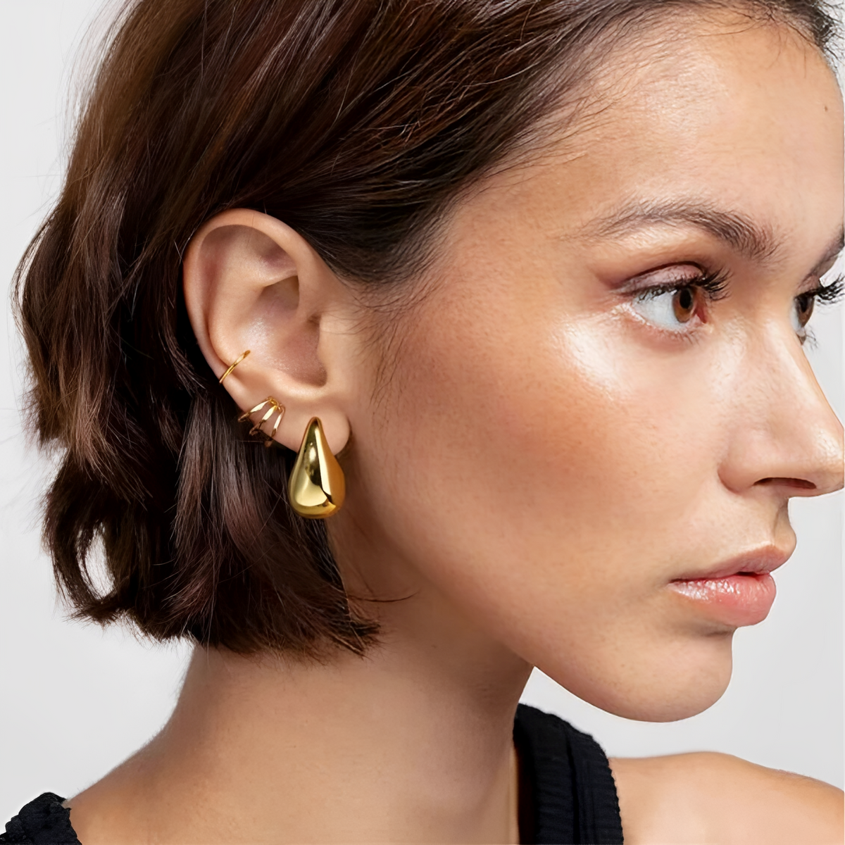 Chunky Waterdrop Earrings - Oversized Gold Studs