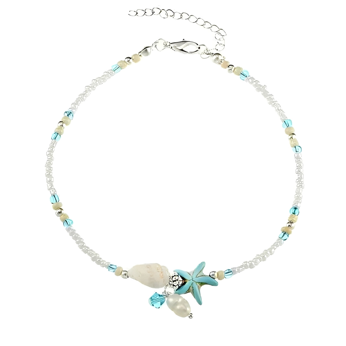 Mireva – Anklet featuring Star, Shell, and Natural Stones