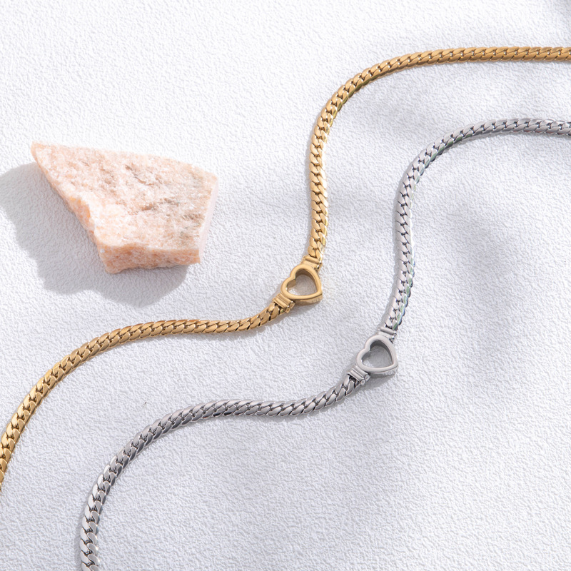 Golden Hollow Heart Bracelet - Open Heart Bracelet
