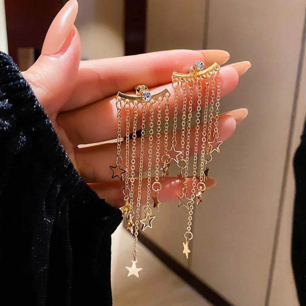 Valerie – Star Hanging Earrings with Tassels