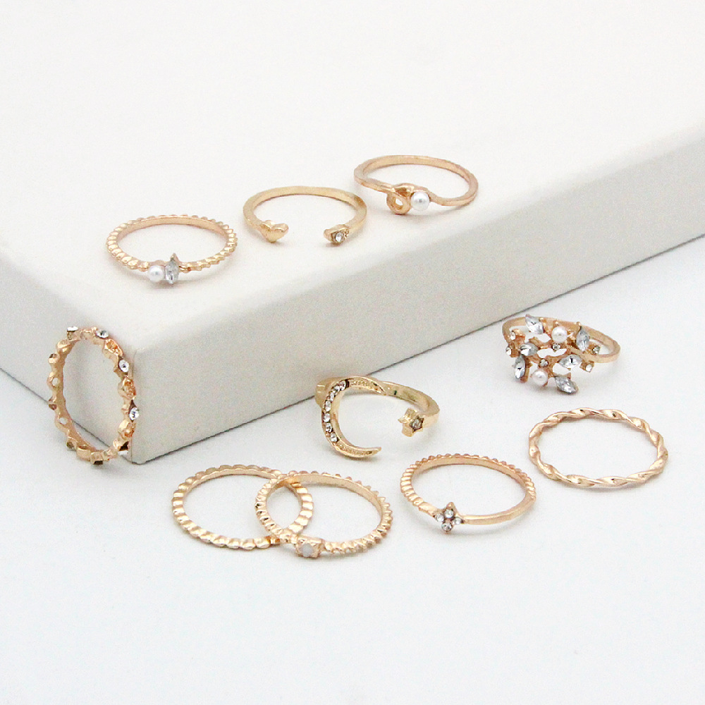 Moon and Star - 10 Piece Jewelry Ring
