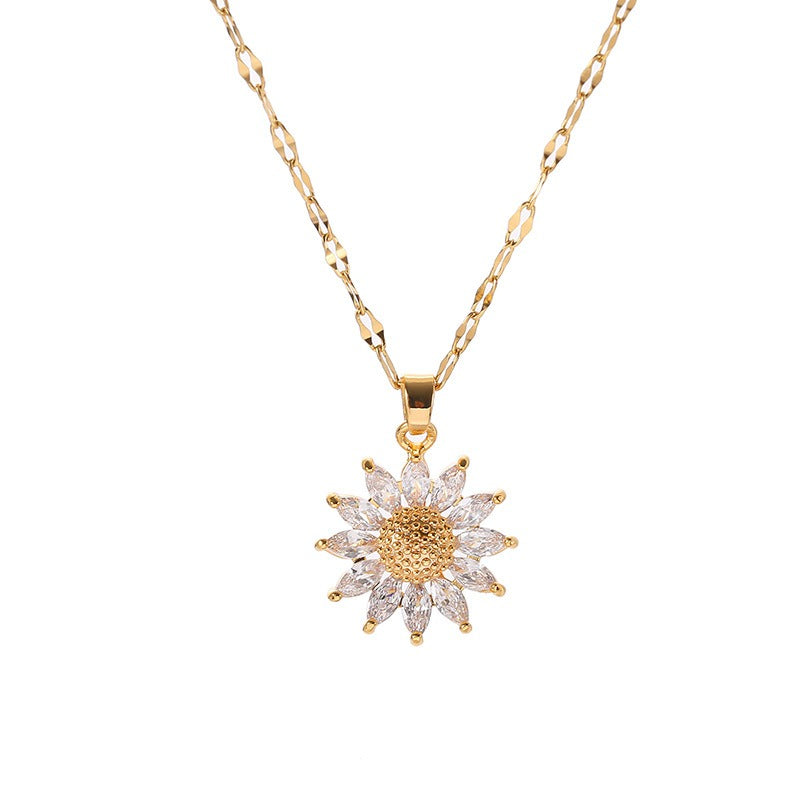 Jennie – Sunflower Necklace crafted from Crystal and Gold Plating