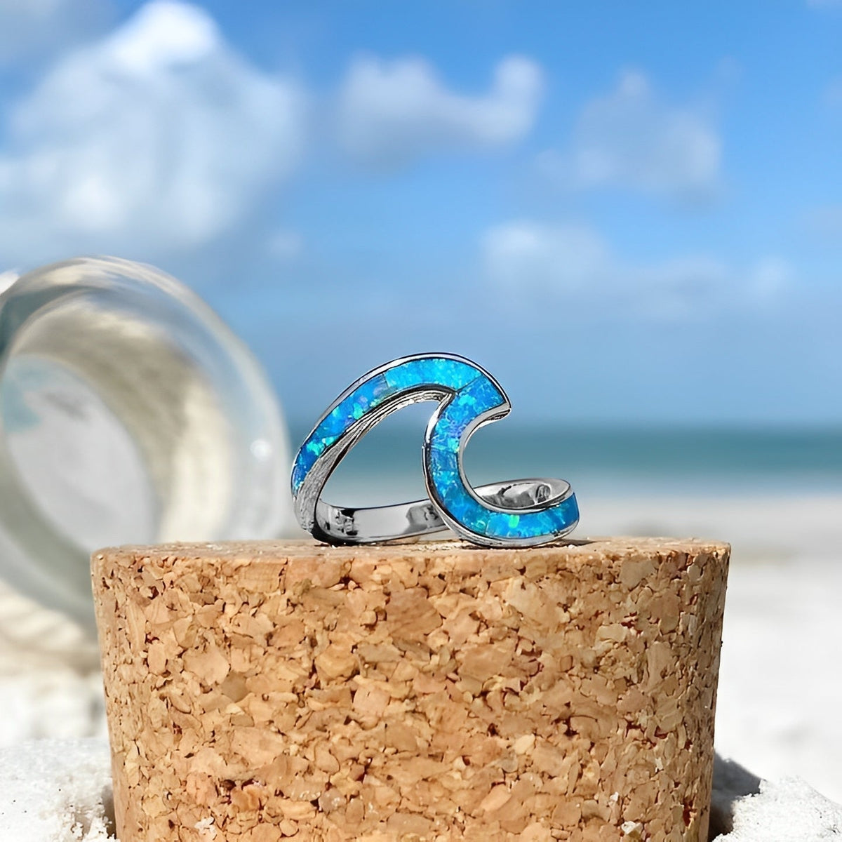 Nerina – Ring Ocean Wave in Opal and Silver
