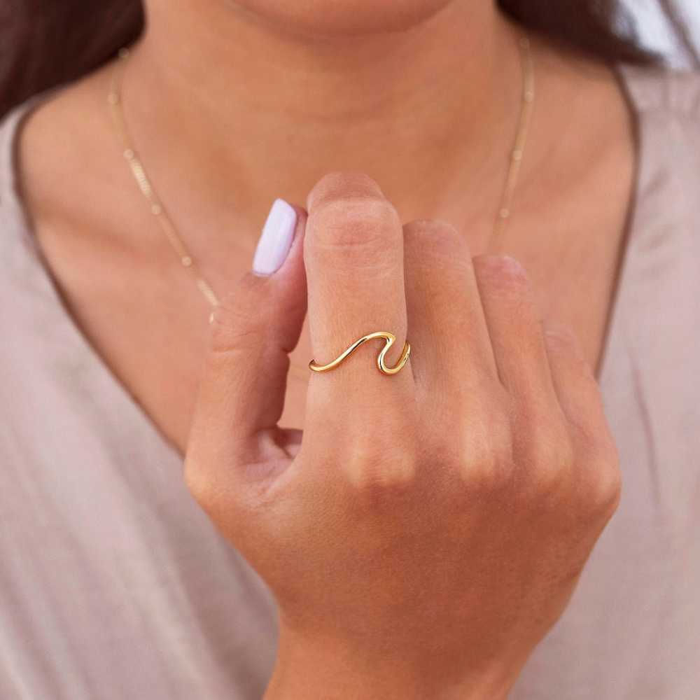 Sleek Wave Ring - Silver Wave-Designed Ring
