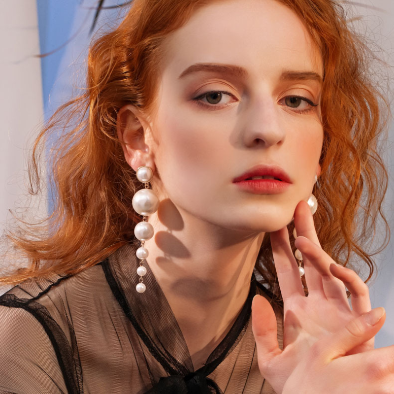Waterfall Pearl Earrings - Long Earrings with Pearls