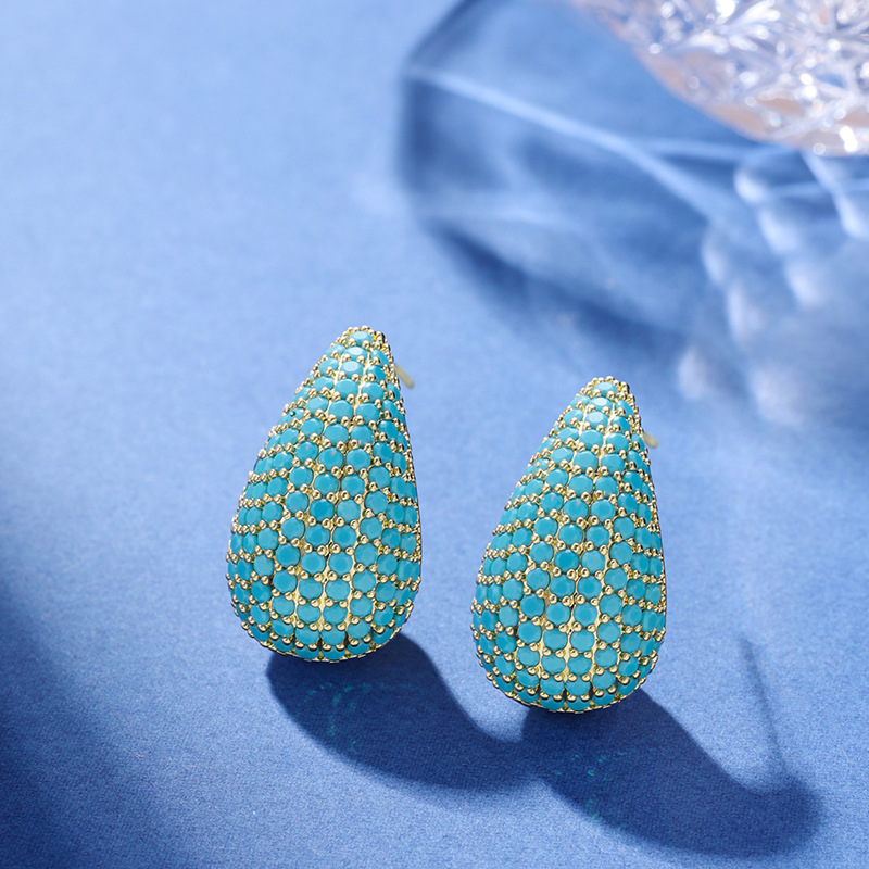 Drop Diamond Ear Studs - Inlay Diamond Earring