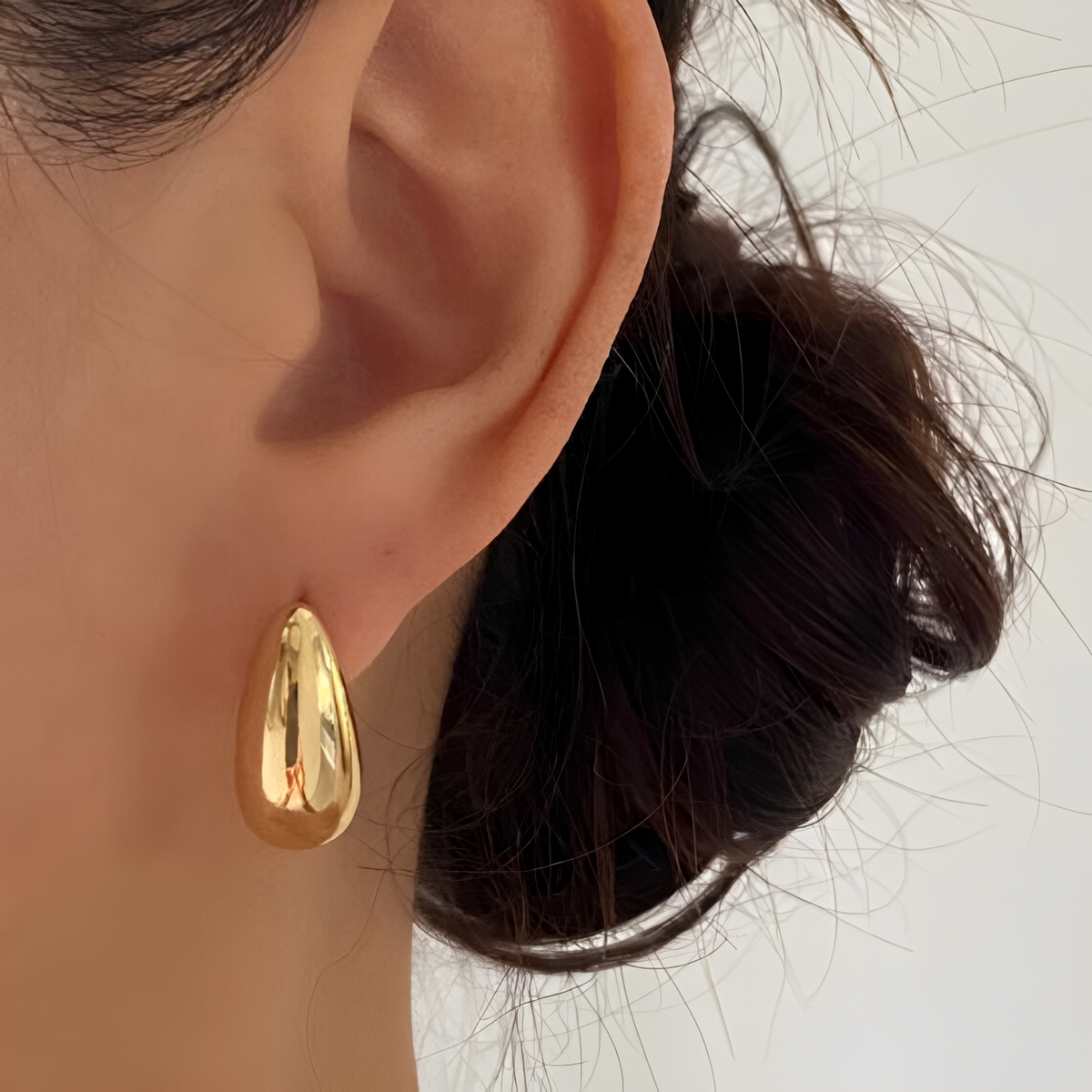 Chunky Waterdrop Earrings - Oversized Gold Studs