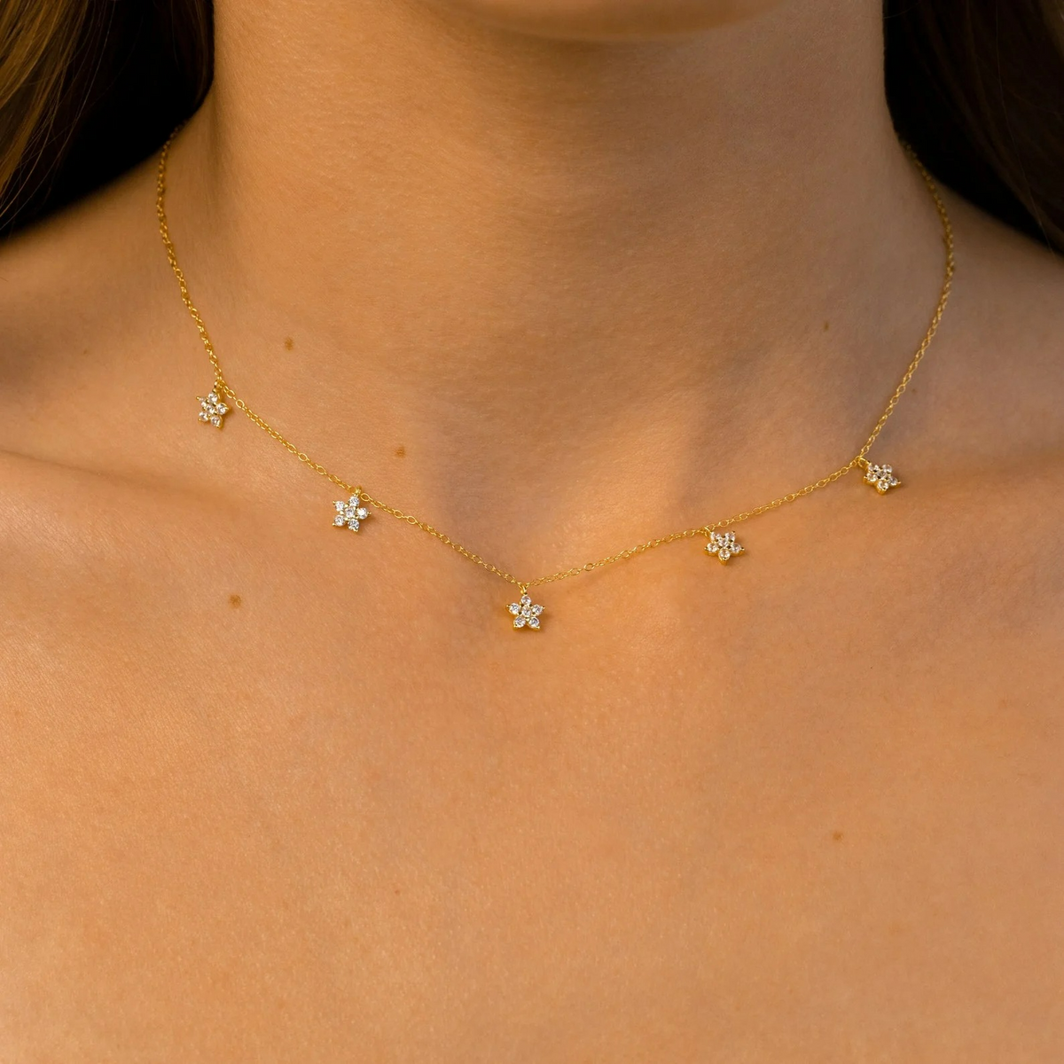 Elegant Diamond Flower Necklace