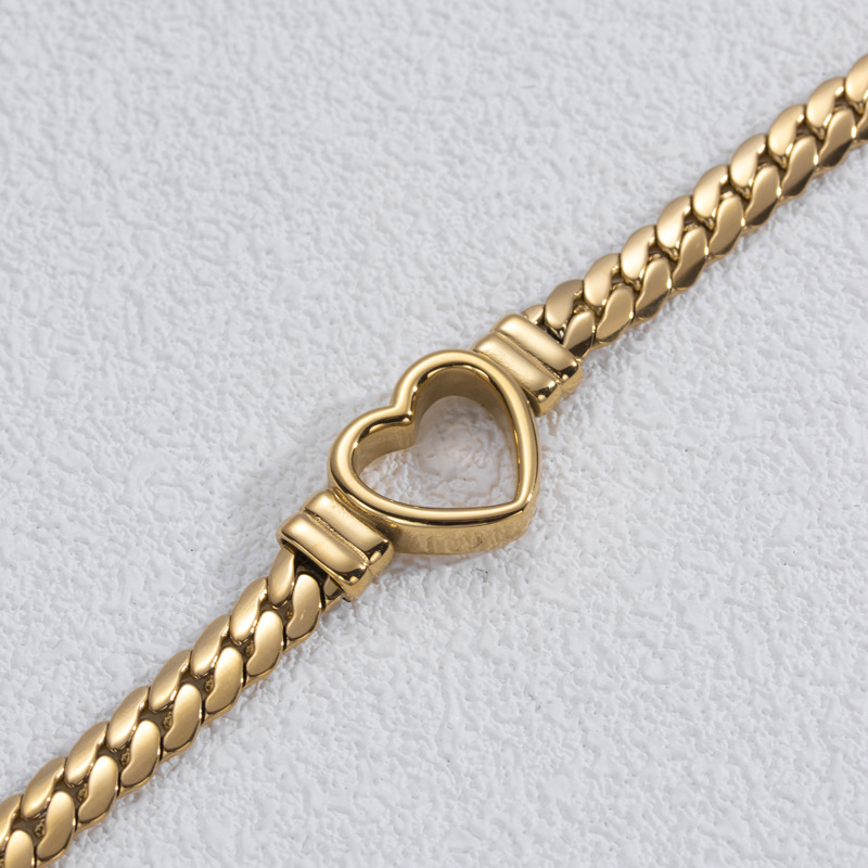Golden Hollow Heart Bracelet - Open Heart Bracelet
